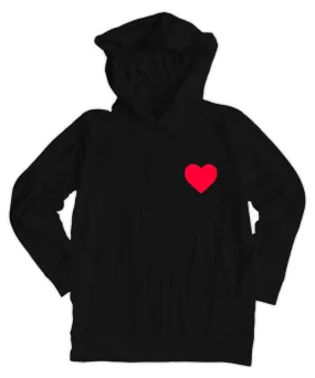 Small Heart Black Lightweight Hoodie