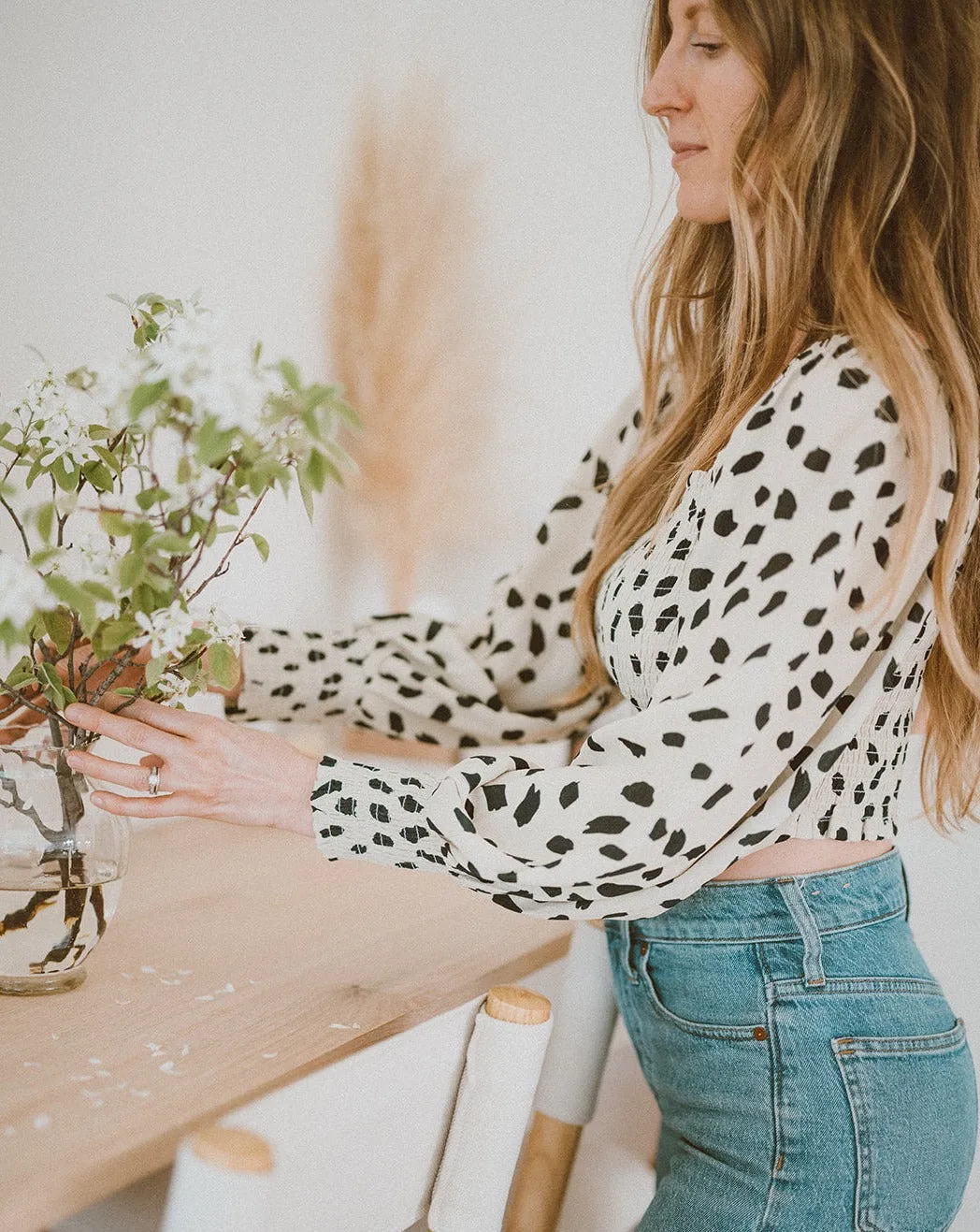 Smocked Cropped Top | Spots Dots