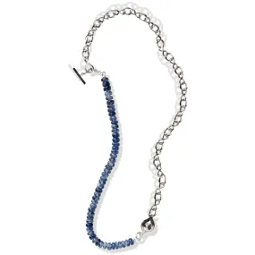 Sterling Silver Blue Kyanite Black and White Sapphire Necklace