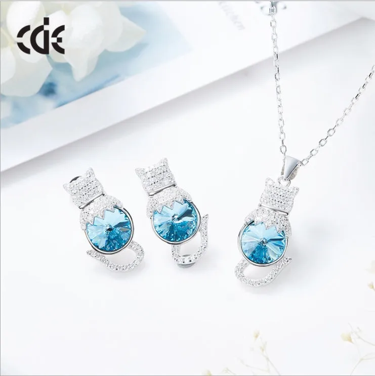 Sterling silver cute blue topaz crystals set