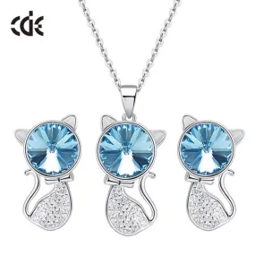 Sterling silver cute blue topaz crystals set