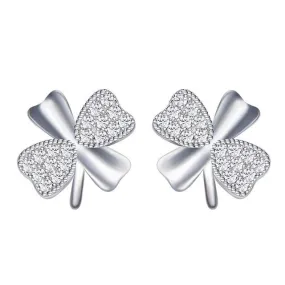 Sterling silver shining clover leafs earring