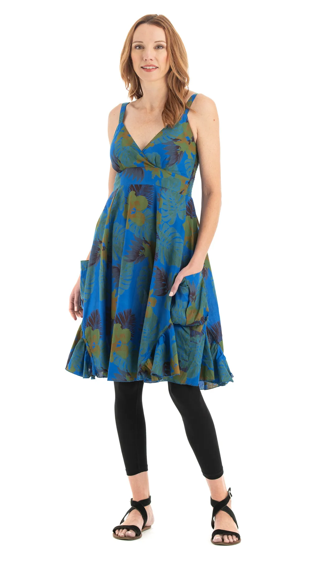 Swing Dress - blue tropical - cotton