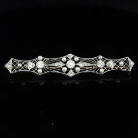 The Amarillo - Edwardian Diamond Pearl Platinum Gold Brooch