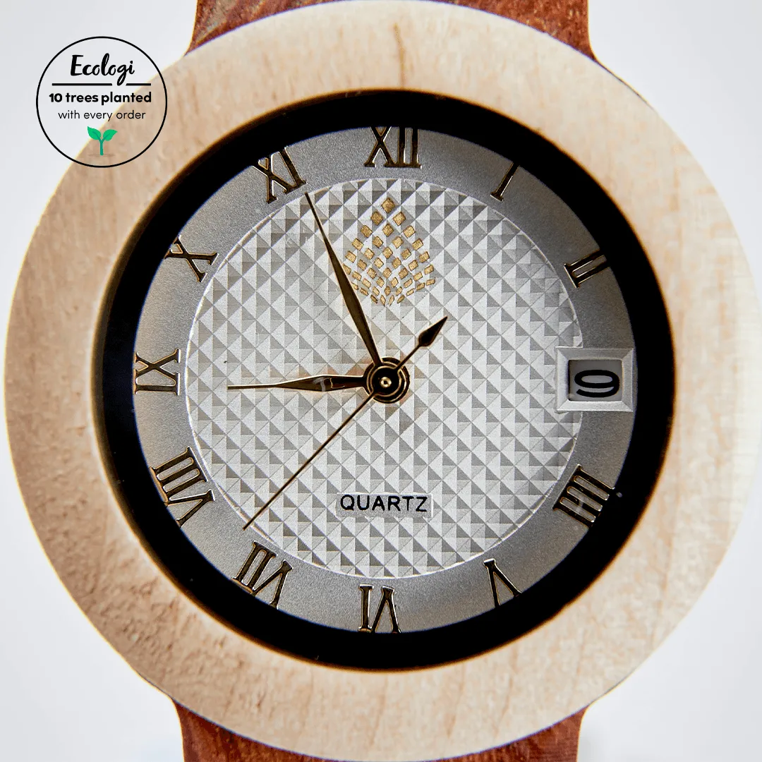 The Hazel Women's Vegan Wooden Watch | Beige & Brown