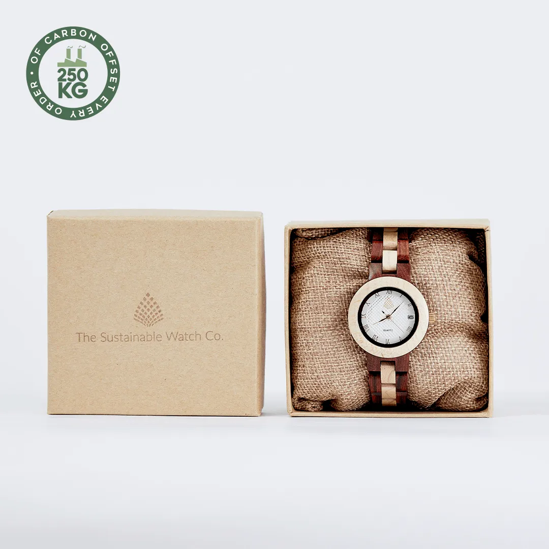 The Hazel Women's Vegan Wooden Watch | Beige & Brown