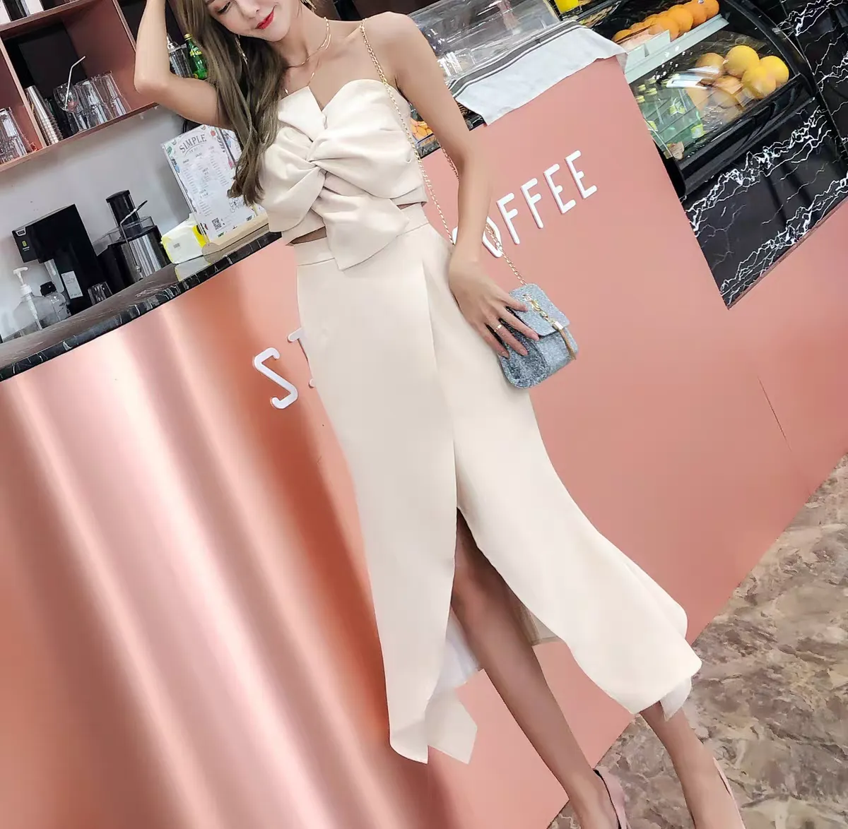 The Ixoria Champagne Two Piece Tube Gown