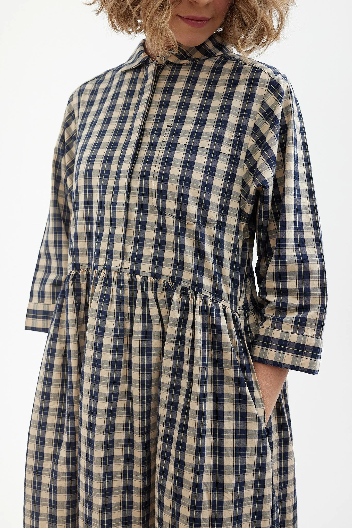 Toast - Check Organic Crinkle Poplin Shirt Dress