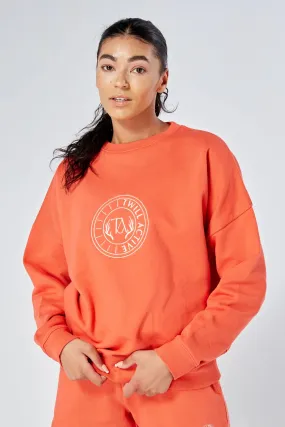 Twill Active Essentials Oversized Crewneck Sweatshirt Coral