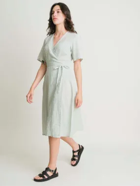 Valeria Cotton & Linen Wrap Dress | Mint