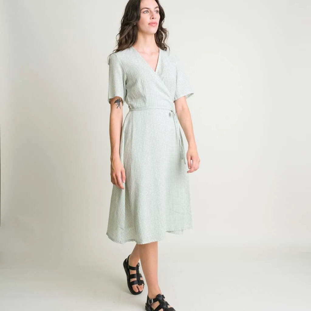 Valeria Cotton & Linen Wrap Dress | Mint