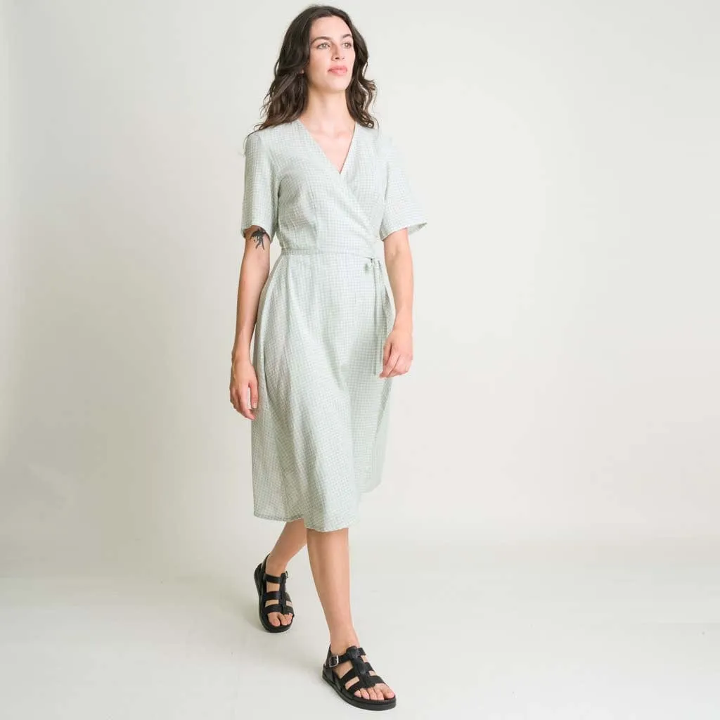 Valeria Cotton & Linen Wrap Dress | Mint