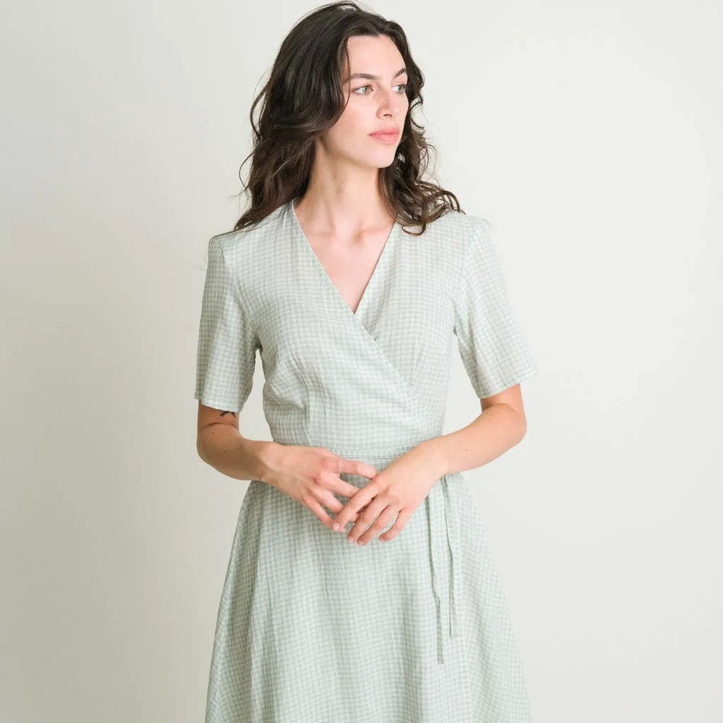 Valeria Cotton & Linen Wrap Dress | Mint