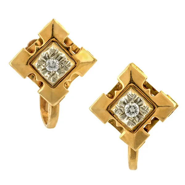 Vintage Two Toned Diamond Earrings