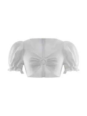 White Butterfly Crop Top