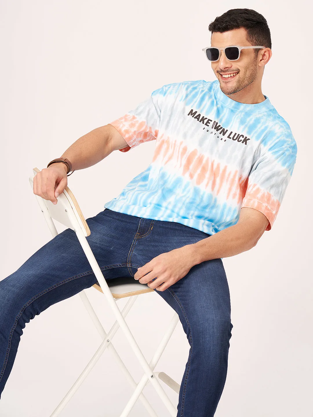 White Half Sleeve Tie Dye T-shirt