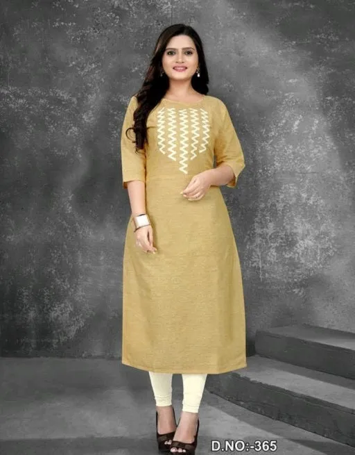 Women's Casual Embroidered Cotton Plus Size Kurti