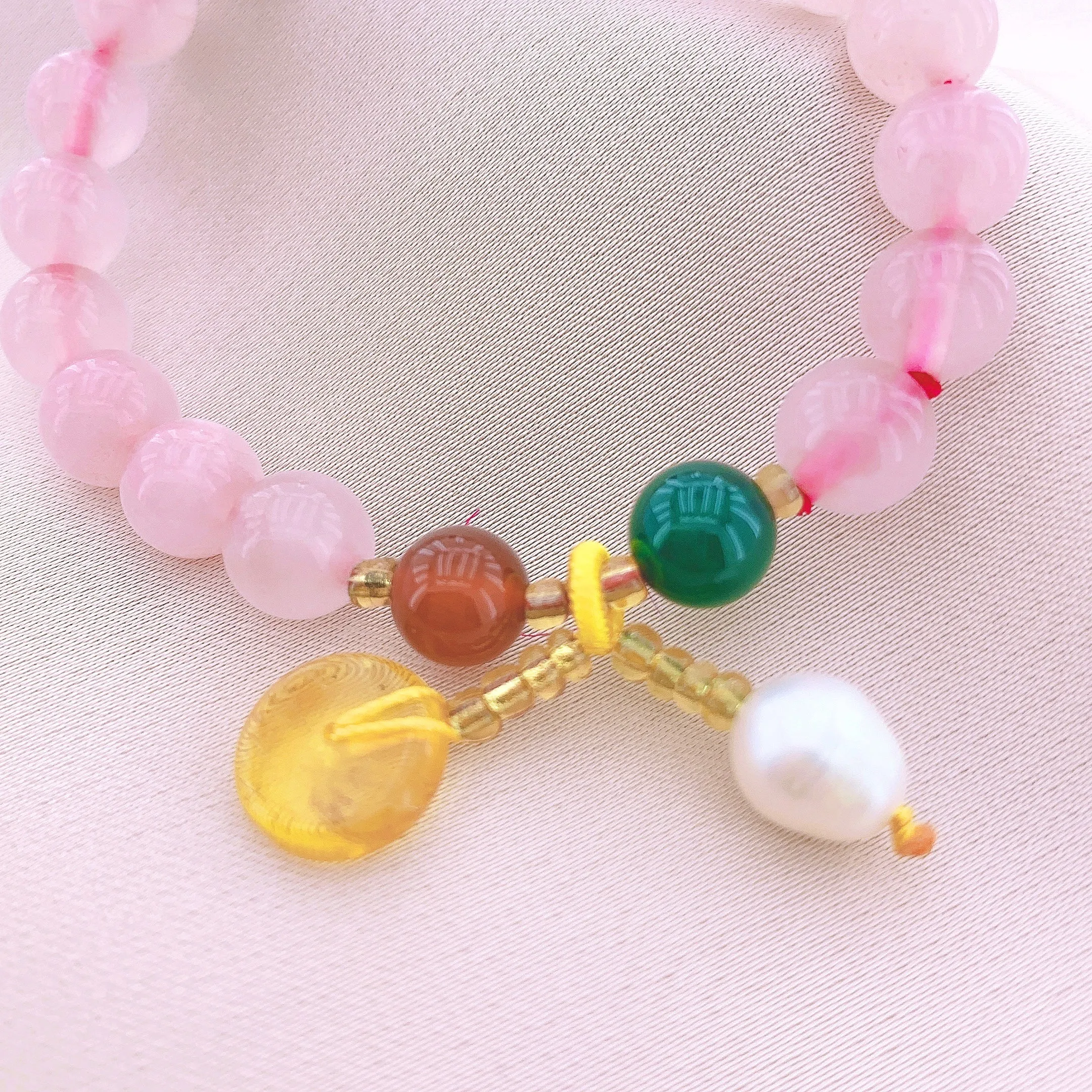 Women's Fashion Rose Quartz Beads Gemstone Bracelet